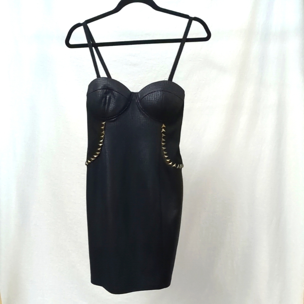 Forever 21 Stretchy Black Dress with Metal Accents Size M